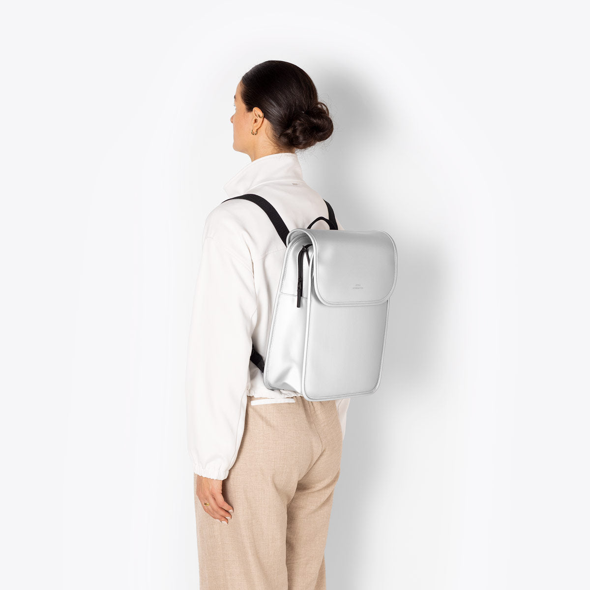 Adina Flap-Top Backpack - Silver Metallic