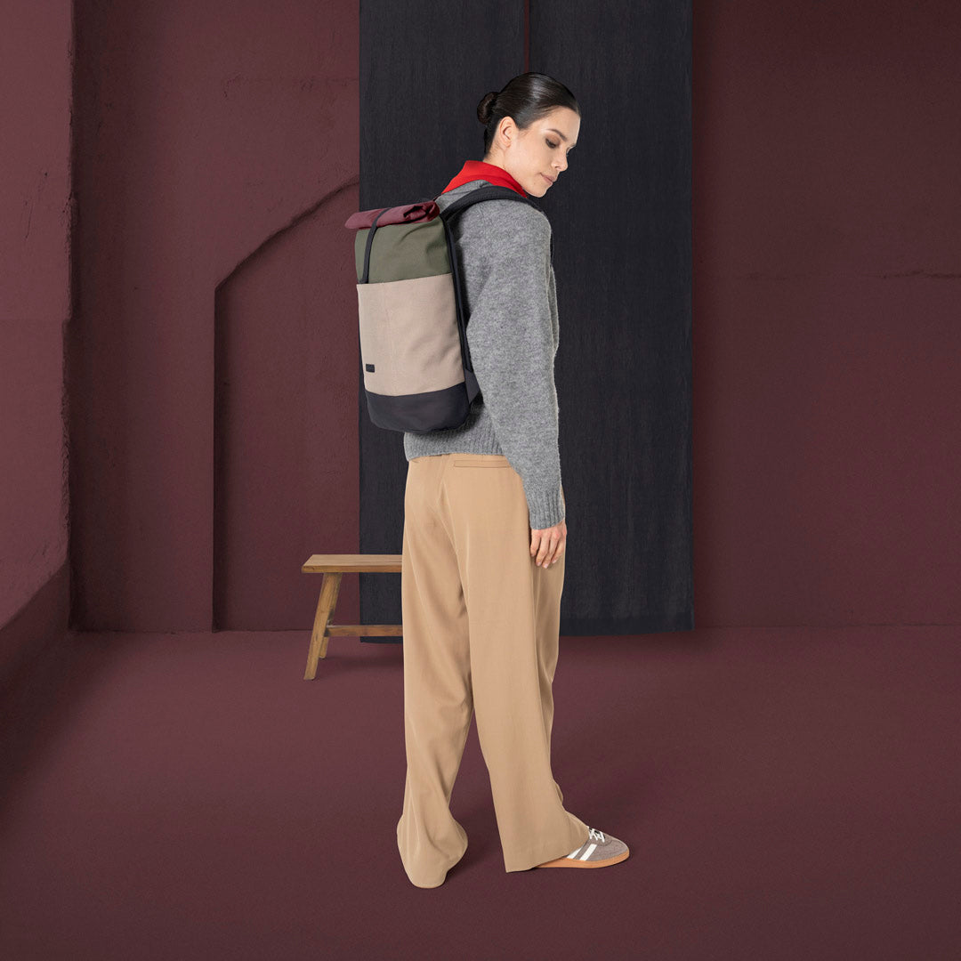 Hajo Roll-Top Backpack - Olive - Dark Sand / Medium