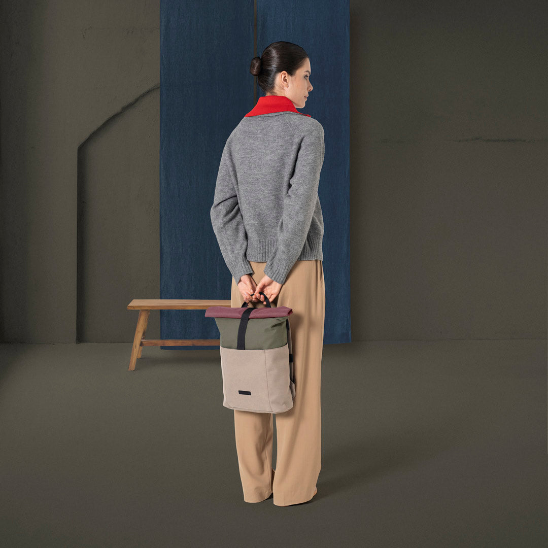 Hajo Roll-Top Backpack - Olive - Dark Sand / Mini