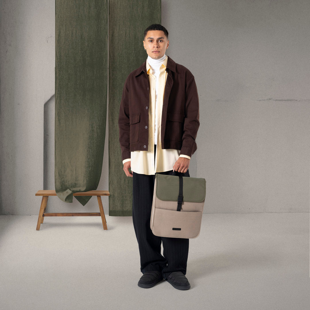 Kato Flap-Top Backpack - Olive - Dark Sand
