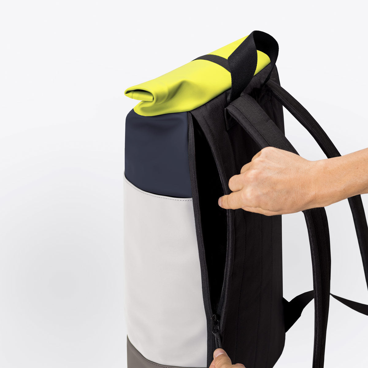 Hajo Roll-Top Backpack - Dark Navy - Light Grey / Medium