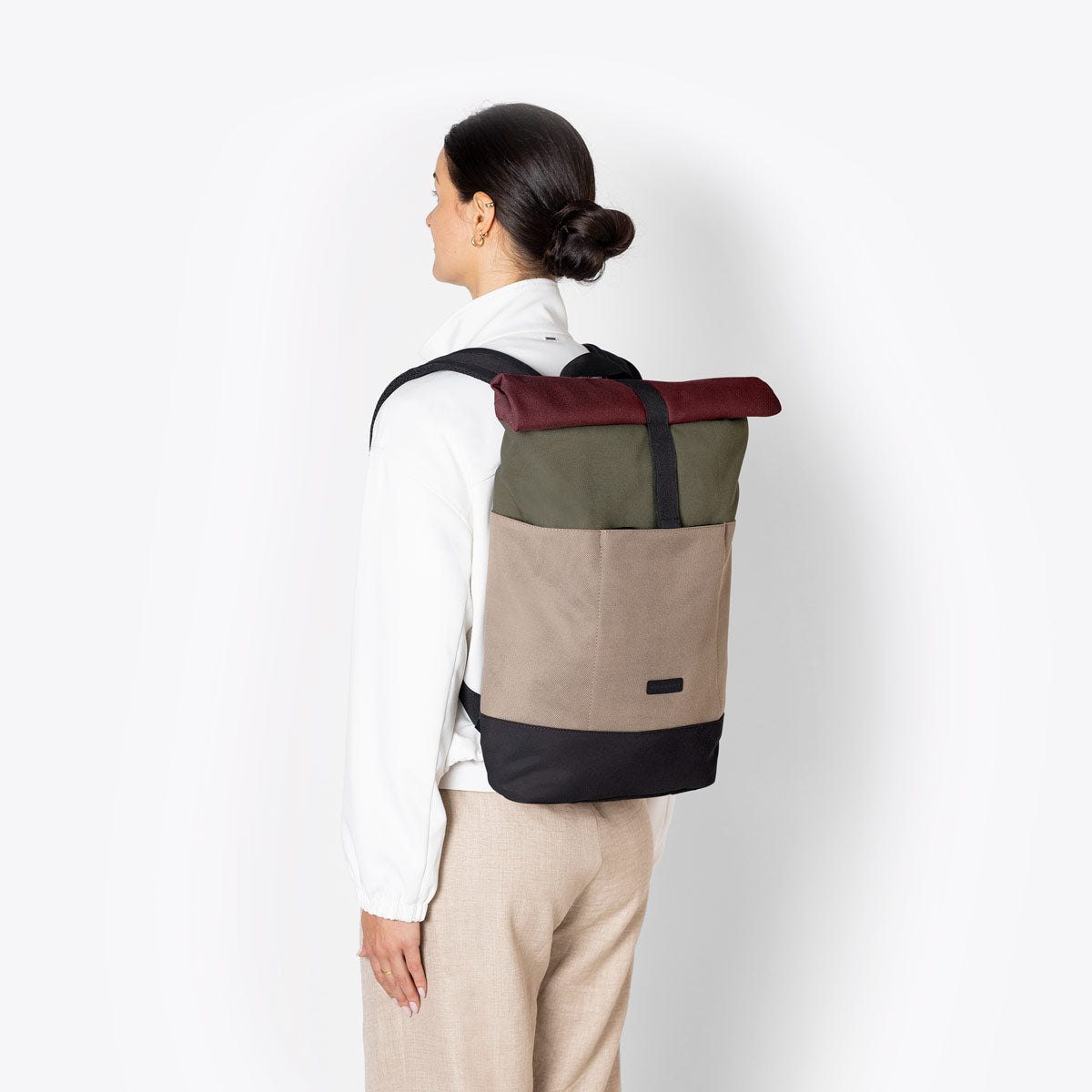 Hajo Roll-Top Backpack - Olive - Dark Sand / Medium