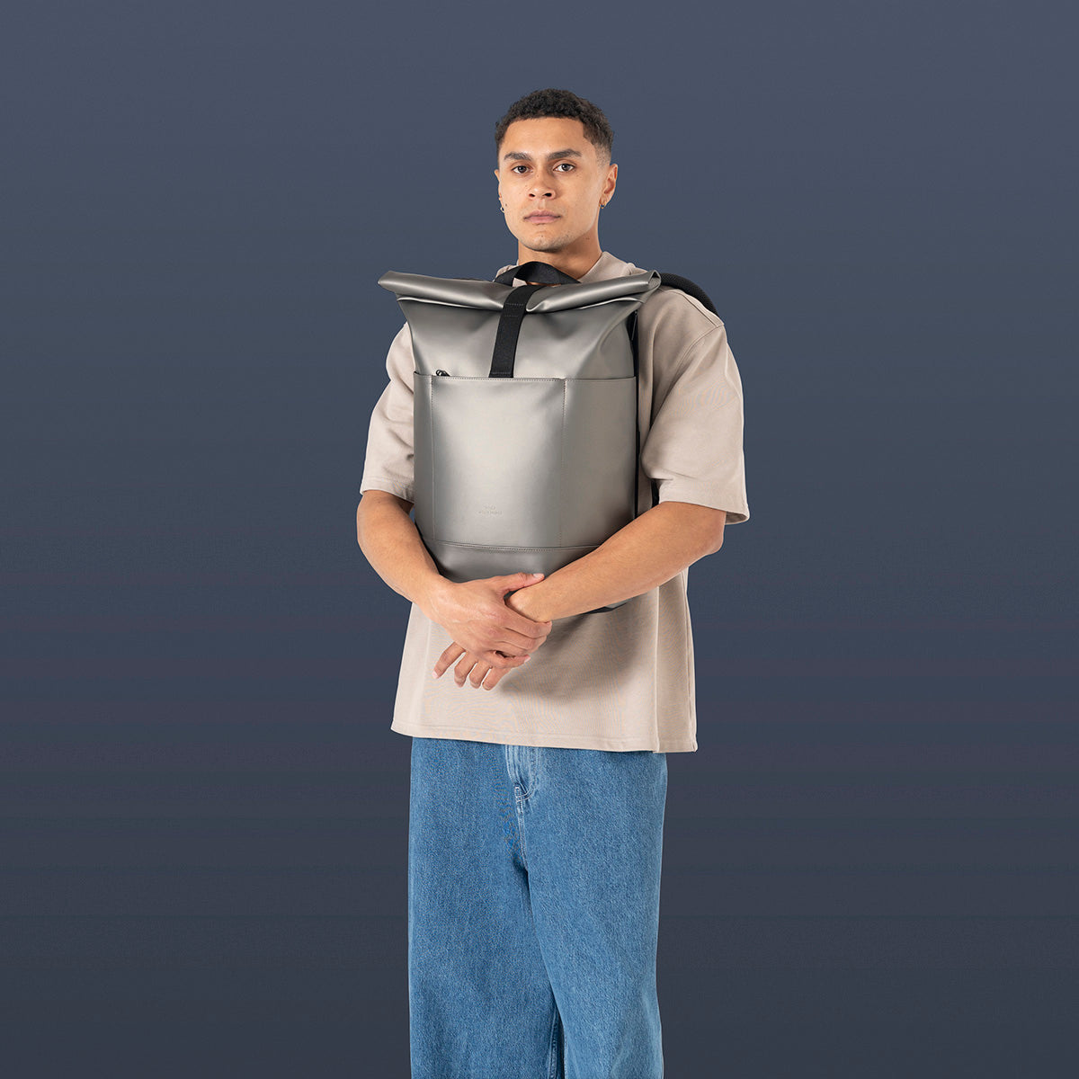 Hajo Roll-Top Backpack - Dark Grey Metallic / Medium