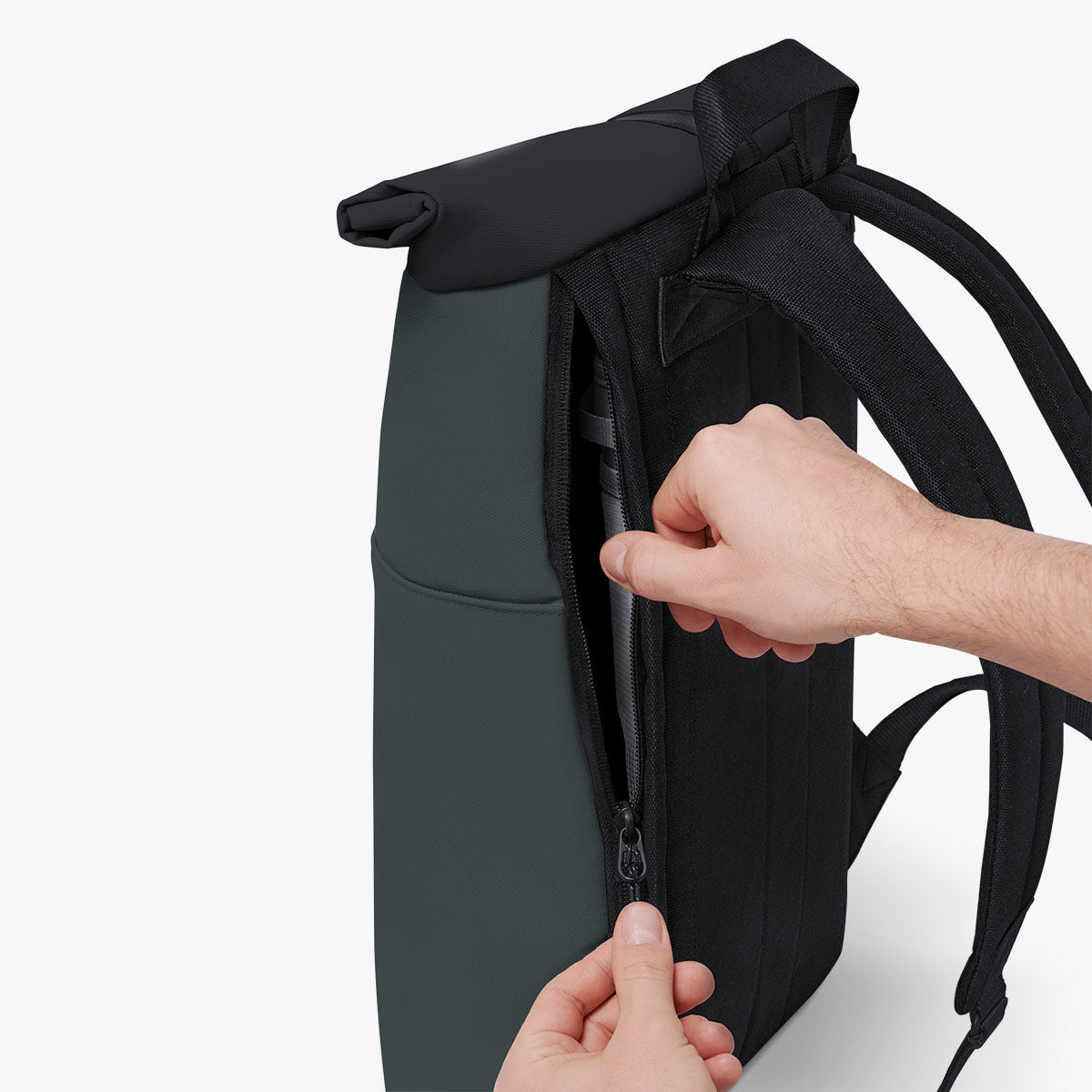 Hajo Roll-Top Backpack - Forest - Black / Mini