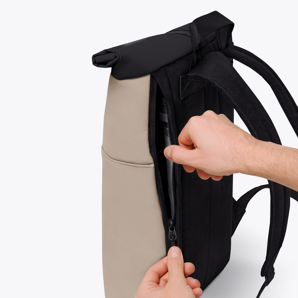 Hajo Roll-Top Backpack - Sand - Black / Mini