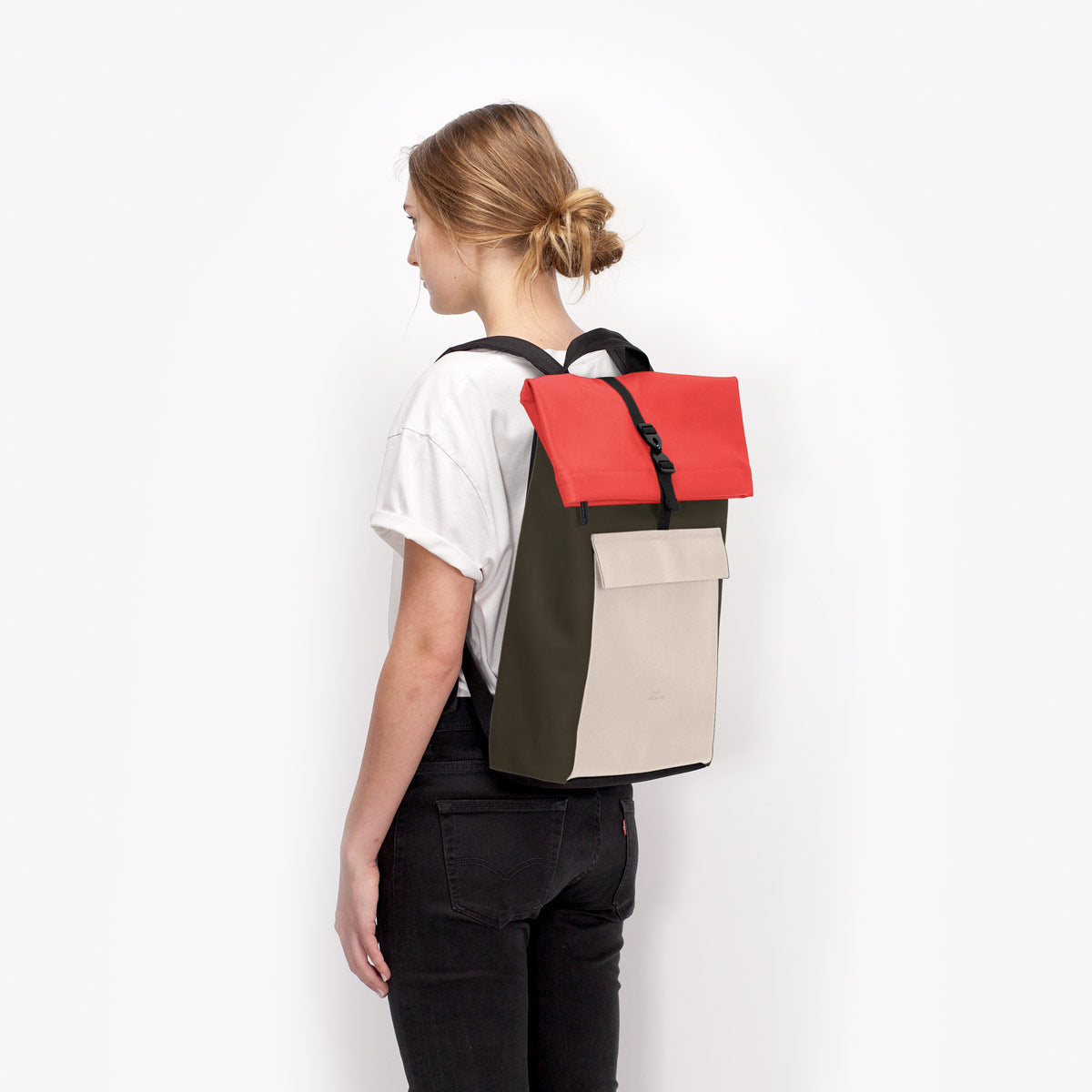 Jasper Roll-Top Backpack - Olive - Light Almond / Medium