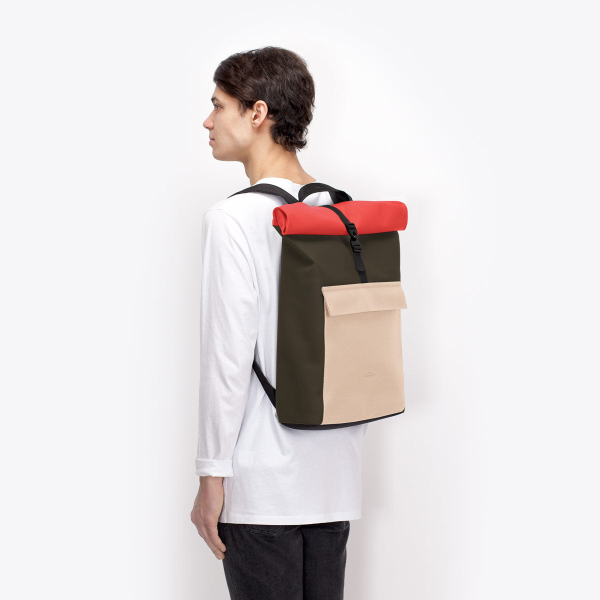 Jasper Roll-Top Backpack - Olive - Light Almond / Medium