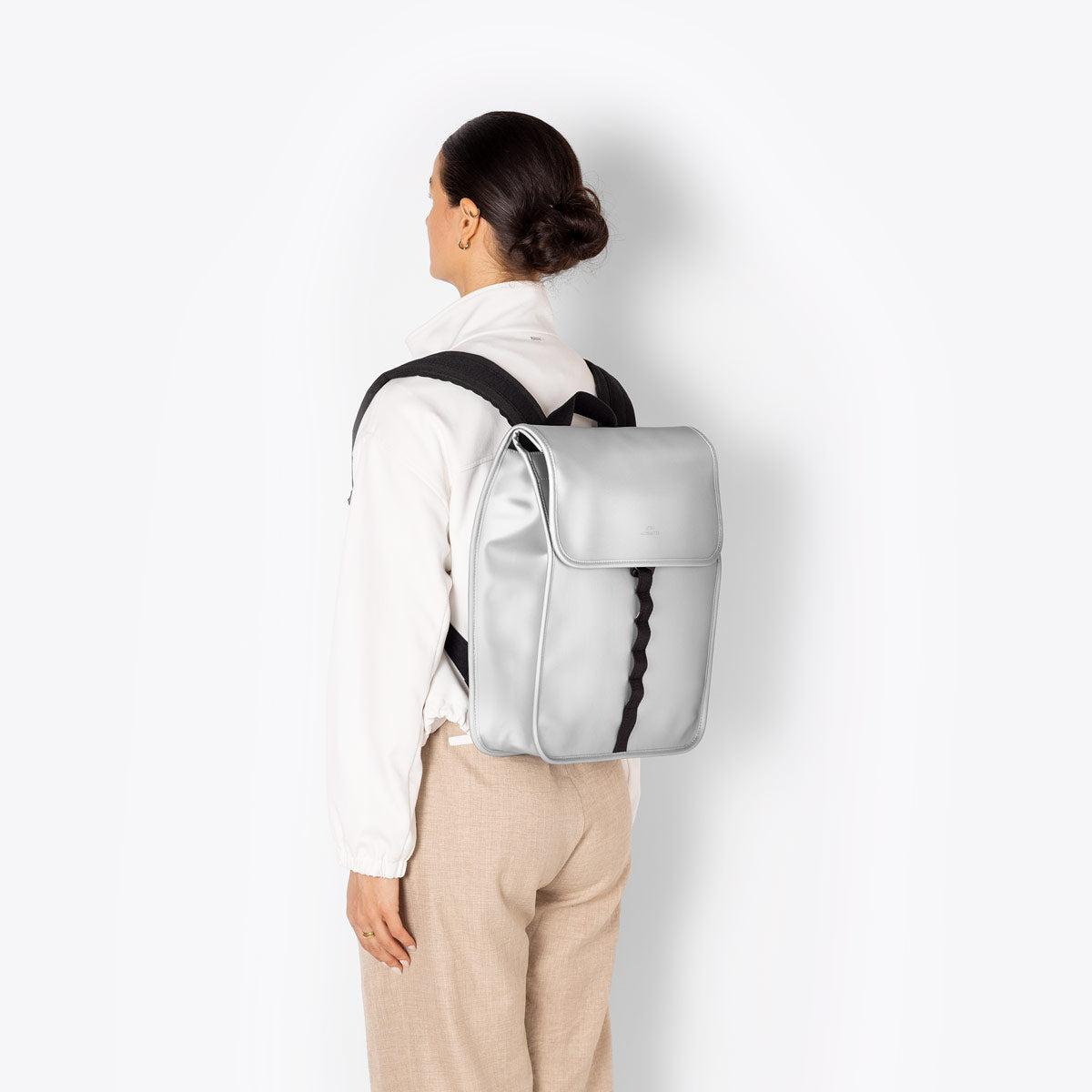 Kumo Flap-Top Backpack - Silver Metallic