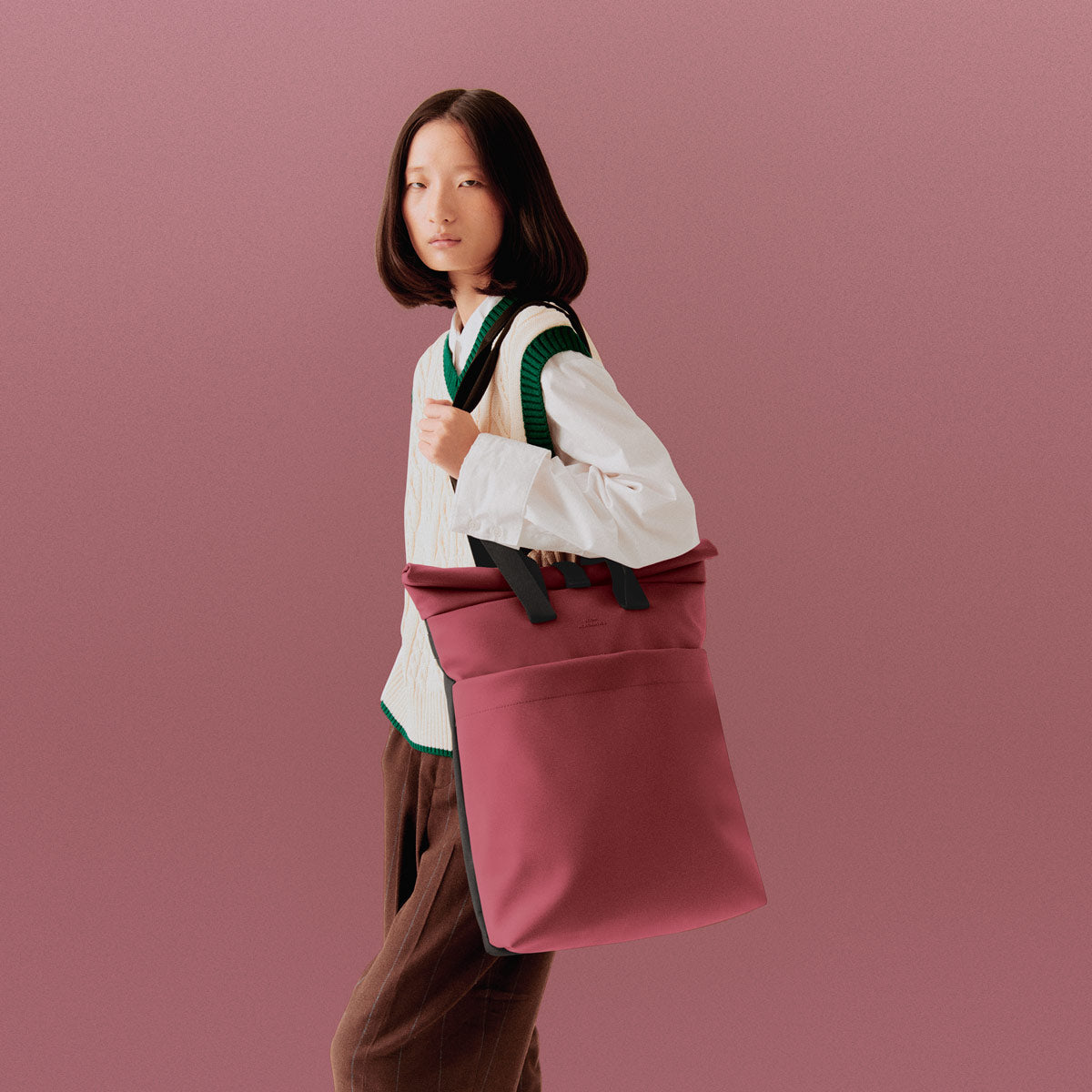 Malte Convertible Roll-Top Backpack - Burgundy