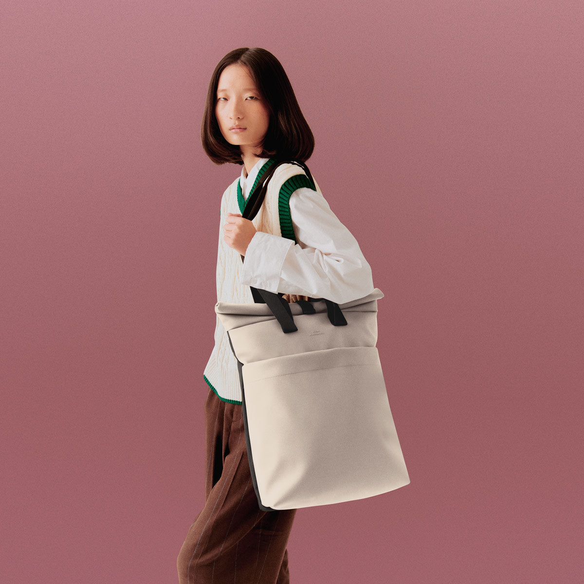 Malte Convertible Roll-Top Backpack - Light Sand