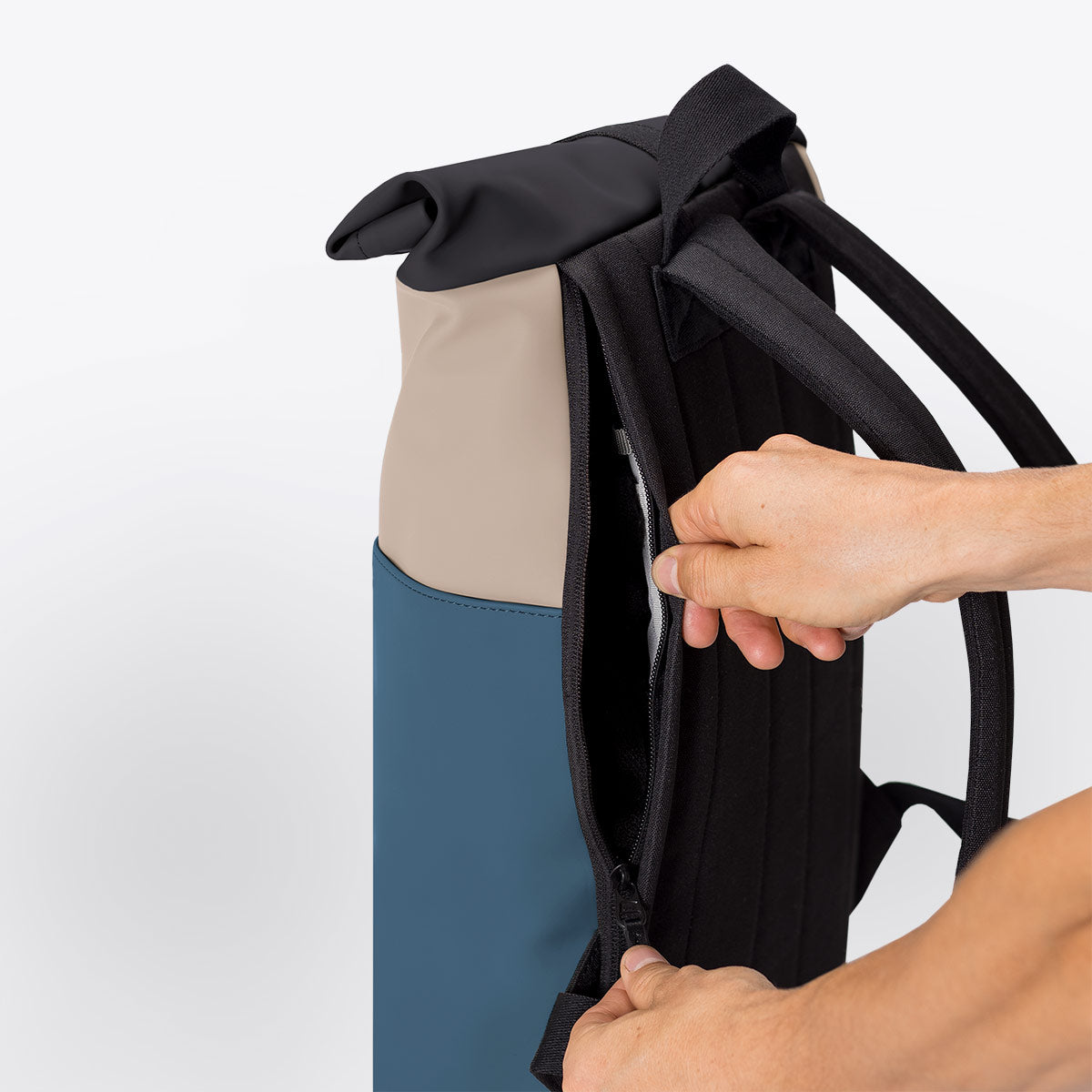 Hajo Roll-Top Backpack - Nude - Petrol / Mini