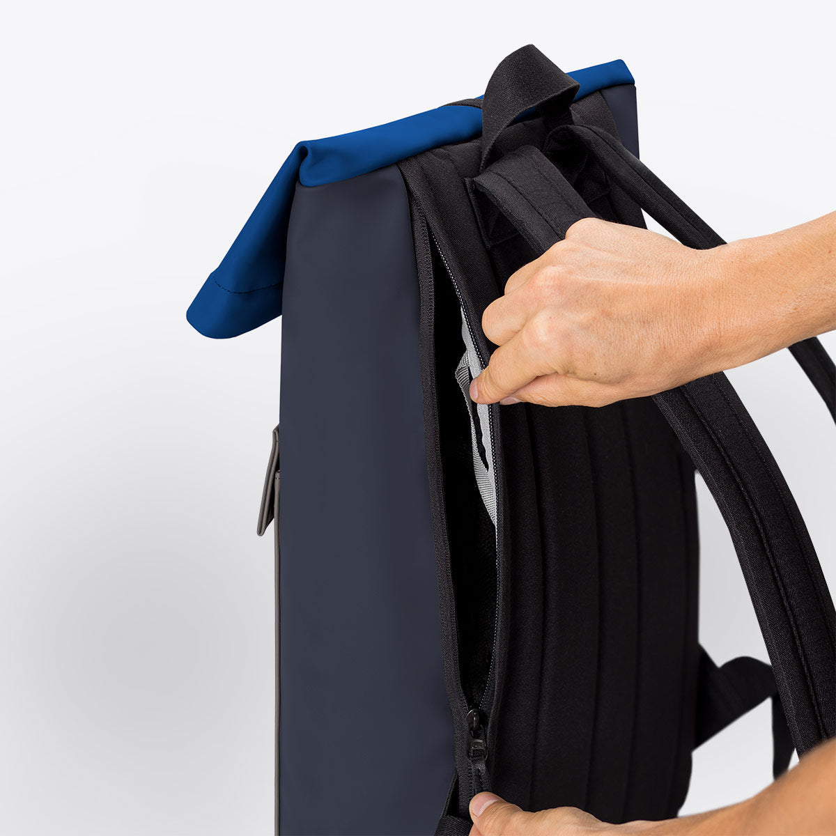 Jasper Roll-Top Backpack - Dark Navy - Dark Grey / Medium